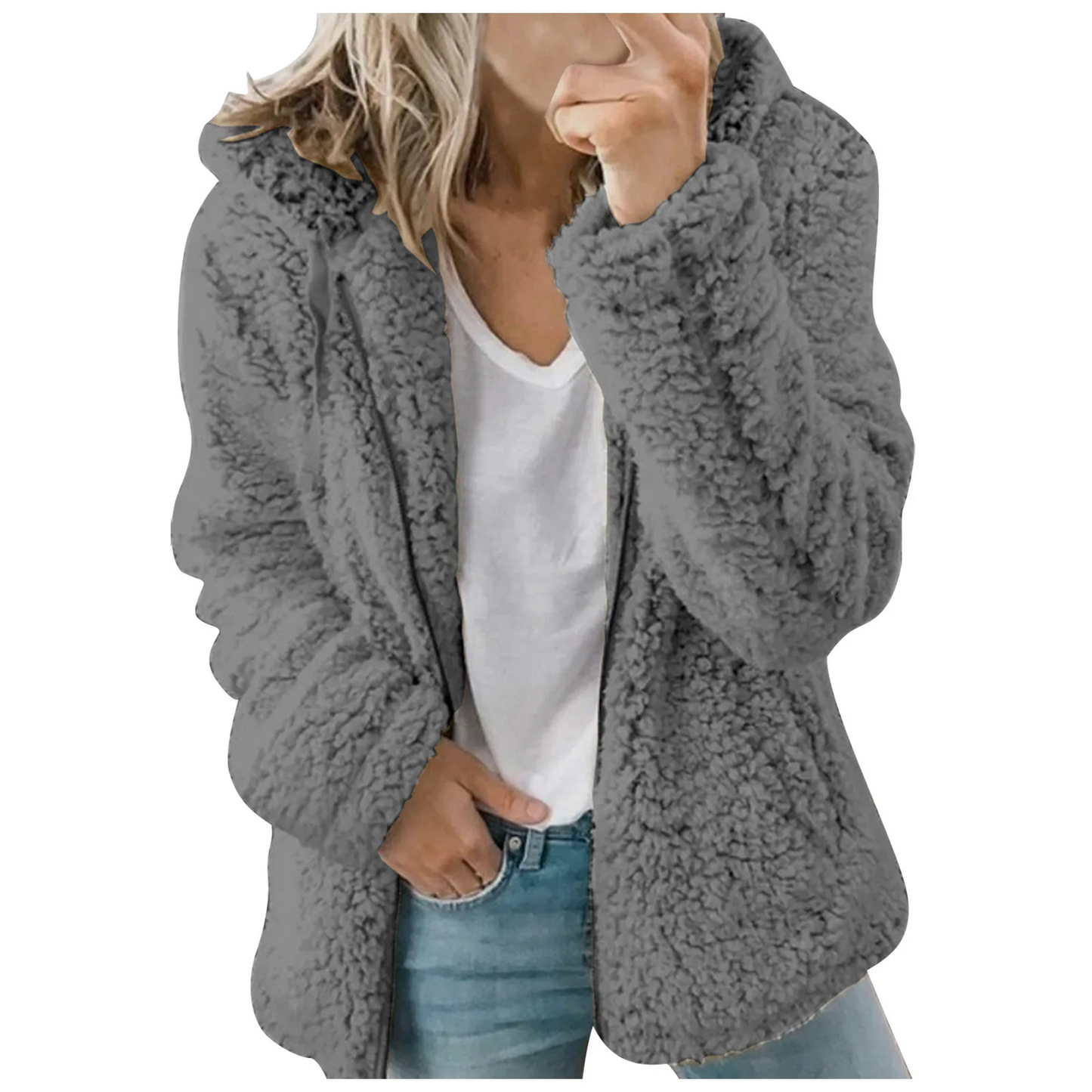 Nordique Cozy | Knuffelzachte Teddy Jas Dames met Capuchon en Voorzakken