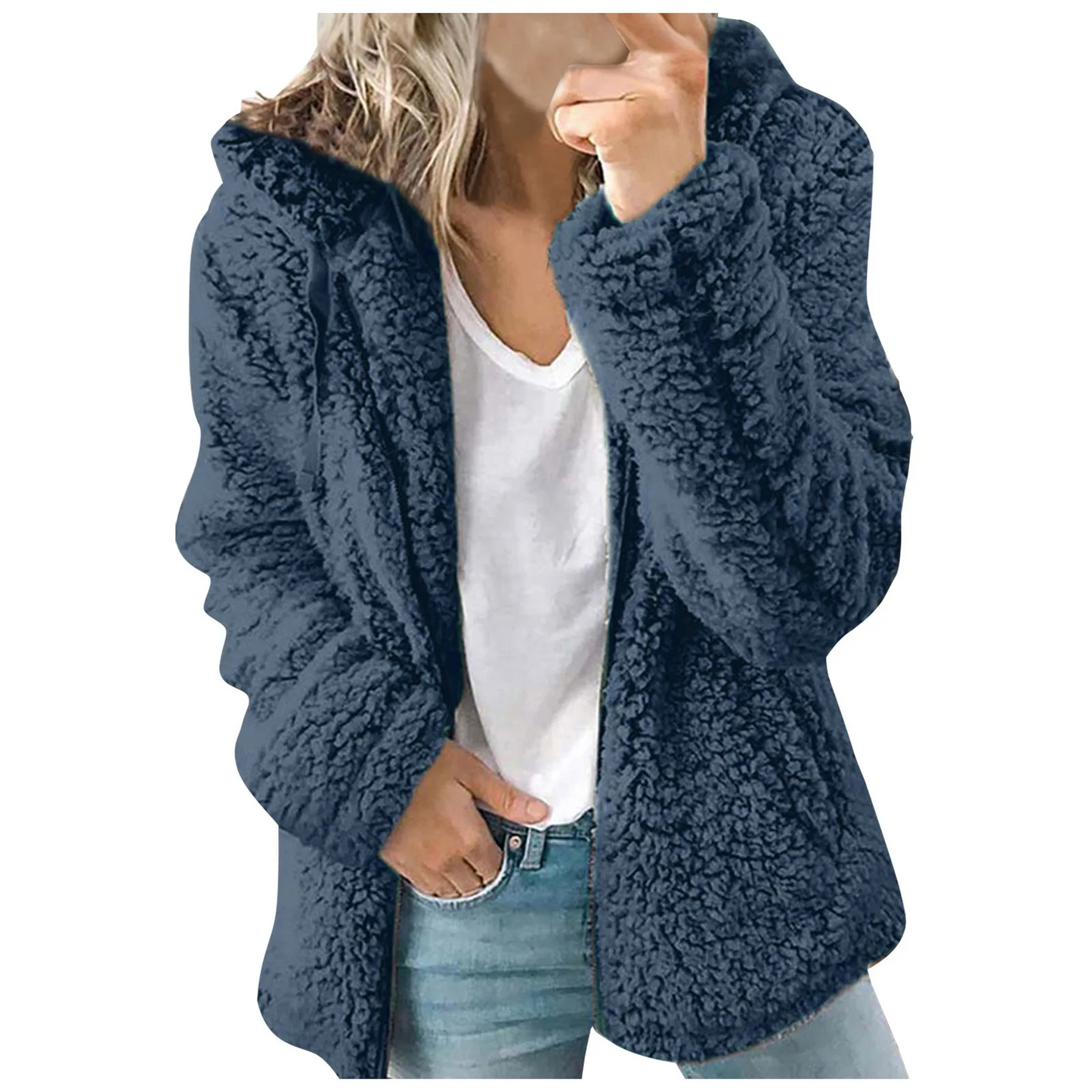 Nordique Cozy | Knuffelzachte Teddy Jas Dames met Capuchon en Voorzakken