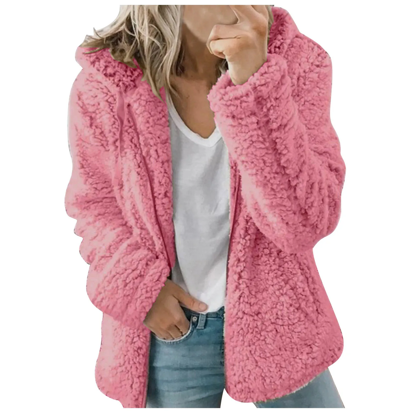 Nordique Cozy | Knuffelzachte Teddy Jas Dames met Capuchon en Voorzakken