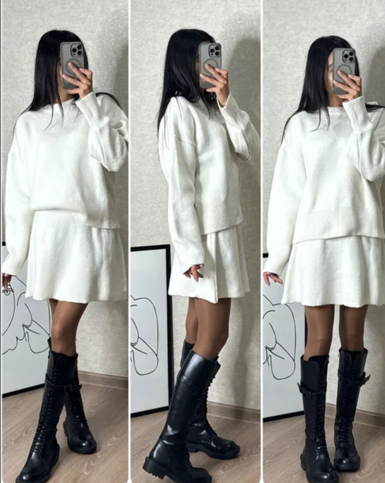 Velvet Sage | Tweedelig set trui en rok